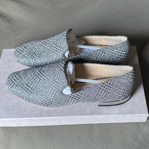 NWT Jimmy Choo Jaida Flat Loafer in Silver Prince of Stars Glitter size 37